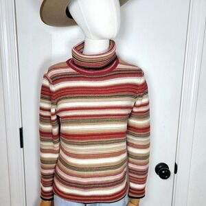 Vintage Talbots Petites Striped Turtleneck Sweater Small Fall Retro Y2K Fall